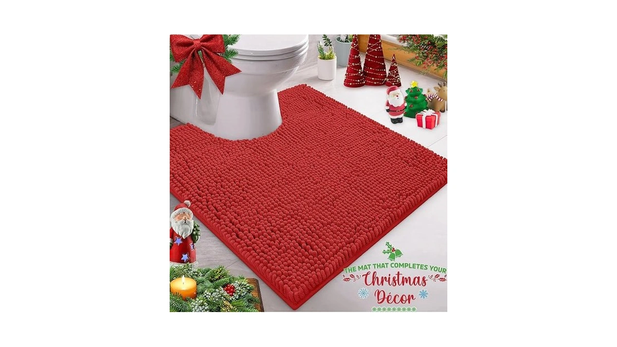 Amazon coupon: Luxurux Red Christmas Bathroom Rugs For