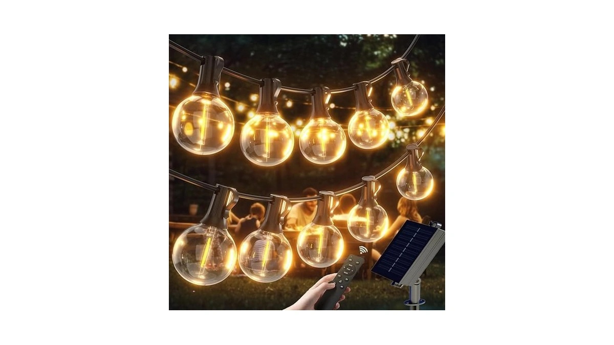 Amazon coupon: G40 Solar String Lights Outdoor With Rem