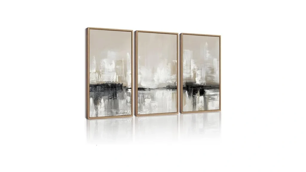 Amazon coupon: Kuvioke Abstract Gray Framed Wall Art Ne