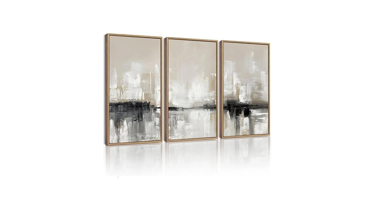 Amazon coupon: Kuvioke Abstract Gray Framed Wall Art Ne