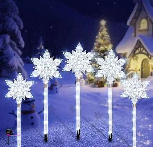 Snowflake Solar Pathway Lights Clip C…