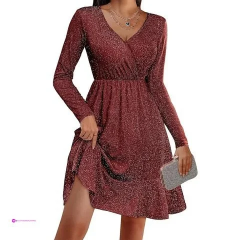 Women Glitter Wrap Dress Clip Coupon
