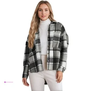 Reg Women Casual Plaid Shacket Long