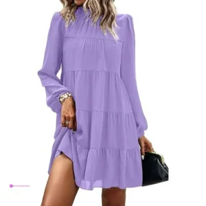 Purple Ruffled Babydoll Dress Code Kj…