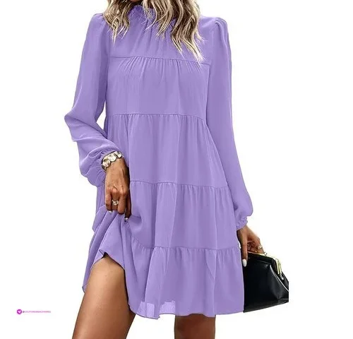 Purple Ruffled Babydoll Dress Code Kj…