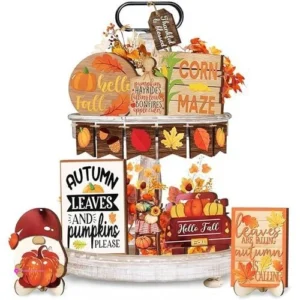 Fall Tiered Tray Decorations Set Clip