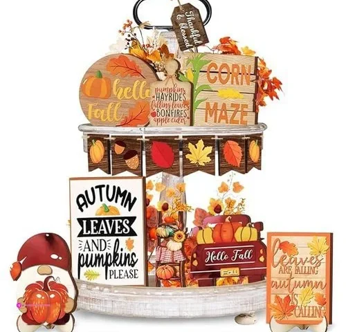 Fall Tiered Tray Decorations Set Clip