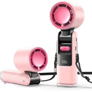 Portable Pink Turbo Fans Off Use