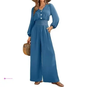 Reg Womens Jumpsuits Long Sleeve Neck