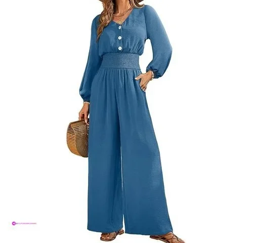 Reg Womens Jumpsuits Long Sleeve Neck