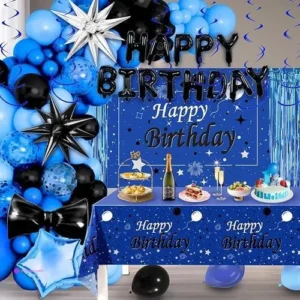 70pcs Blue Black And Silver Birthday