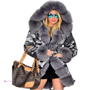 Women Faux Fur Lined Coat Hooded