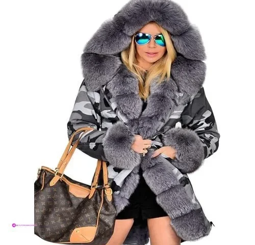 Women Faux Fur Lined Coat Hooded