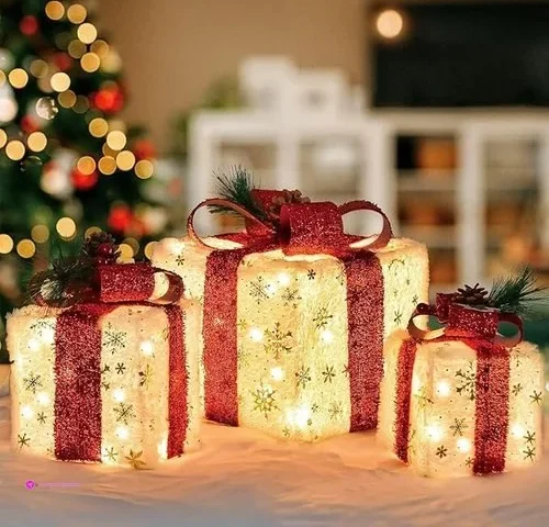 Reg Set Christmas Lighted Gift Boxes