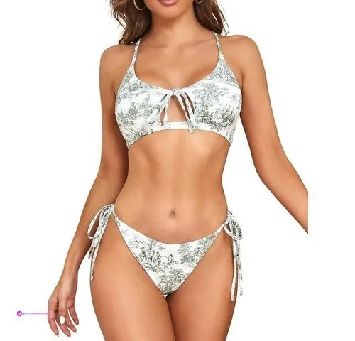Reg Zaful Ribbed Twisted Front Bikini