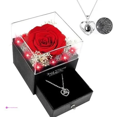 Rosa Preservada Con Collares Clip Cou…