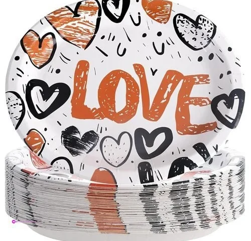 For Pack Heart Love Paper Plates