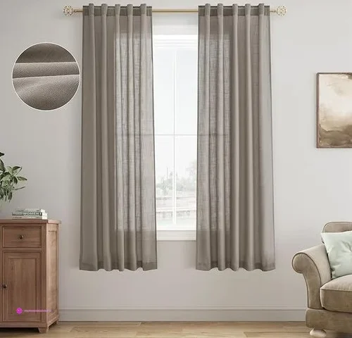 Spwiy Linen Curtains Taupe Clip Coupo…