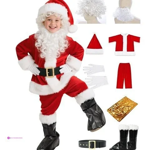 Bervyosw Santa Costume For Kids 9 Pcs Boys Santa Suit