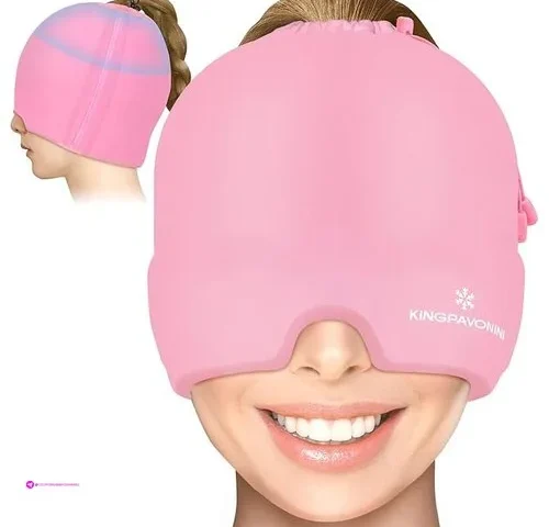 Kingpavonini Ice Head Wrap Adjustable Migraine Headache Relief Cap With