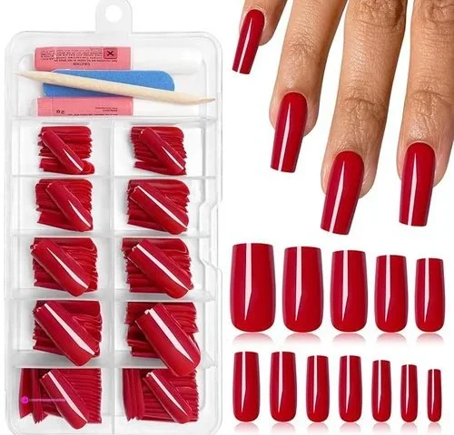 Eternalclassic Red Medium Press On Nails Square Glossy Square Press