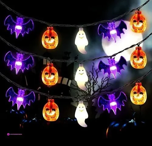 Mosoan Halloween Lights 20ft 30 Led Pumpkin Ghost Bat String