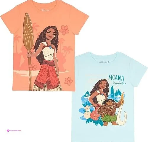Disney Moana And Friends Girl S Graphic Print T-shirt 2-pack