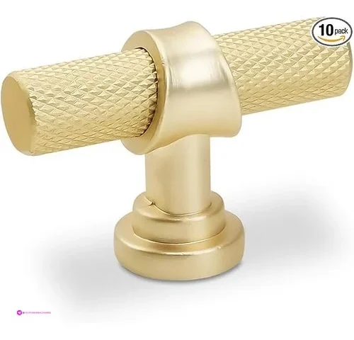 Komotia 10 Pack Cabinet Knurled Knobs Brushed Gold Kitchen Cabinet