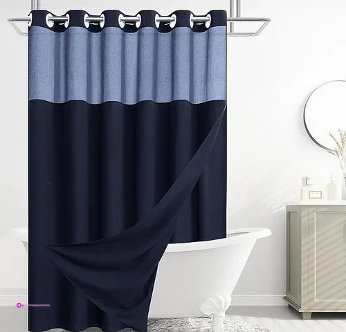 Jowels No Hooks Needed Linen Shower Curtain And Liner Set