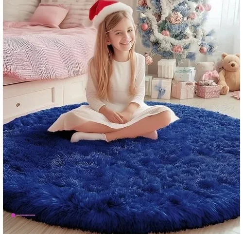 Pagisofe Soft Navy Round Rug 4ft Circle Rugs For Boys