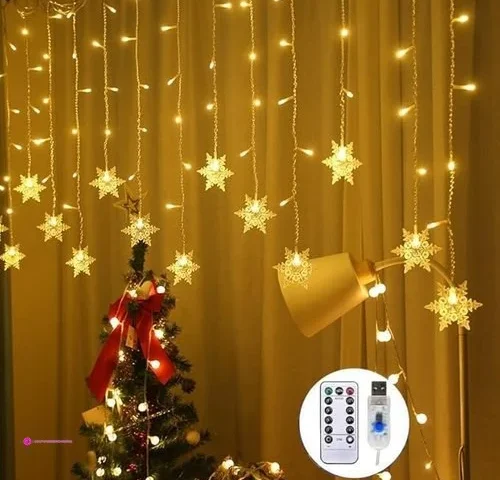 Gruprip Led Curtain Lights – Led Snowflake Lights With Remote
