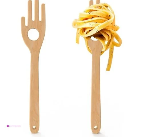 Haihomebest 12 Birch Pasta Forks 2-pack – Hand Shaped Spaghetti