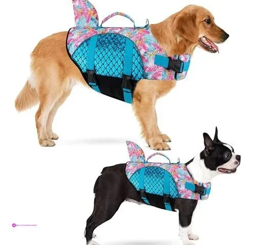 Slowton Dog Life Jacket Shark-shaped Dog Life Vest With High