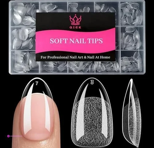 Qiek Short Almond Nail Tips – 15 Sizes 240 Pcs