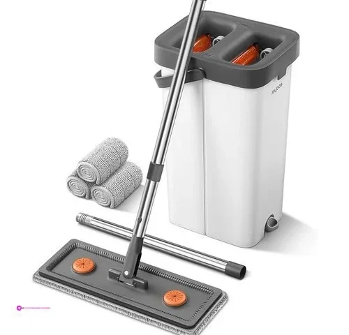 Mop And Bucket With Wringer Set For Home Flat Mop