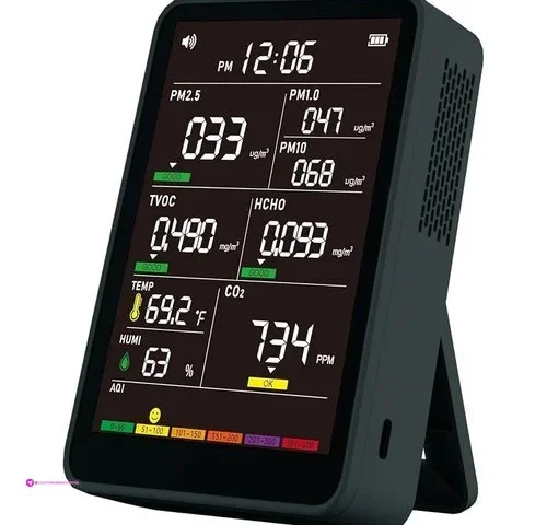 Professional Indoor Air Quality Monitor With Aqi Beep Alarms Portable