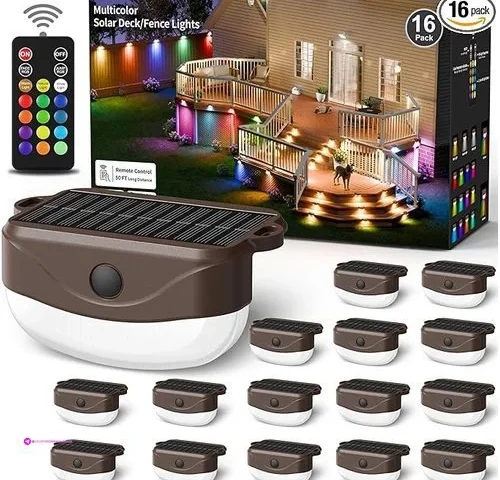 Solar Fence Lights With Remote Control 50ft 15 Multi Colors