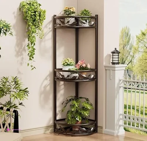 Fsjianyi Plant Stand Metal Corner Plant Stand Indoor Outdoor Tall