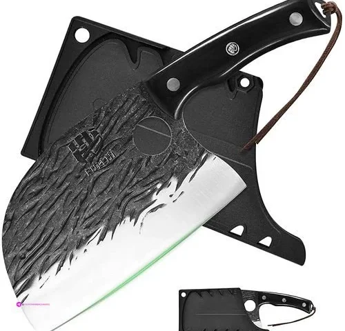 Fullhi Hand Forged Heavy Meat Cleaver Knife With Sheaths High