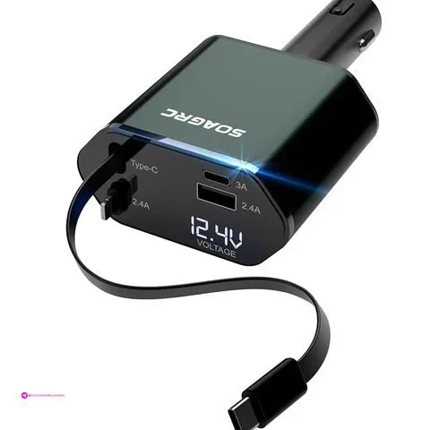 Soagrc Retractable Car Charger 69w 4 In 1 Fast Charging