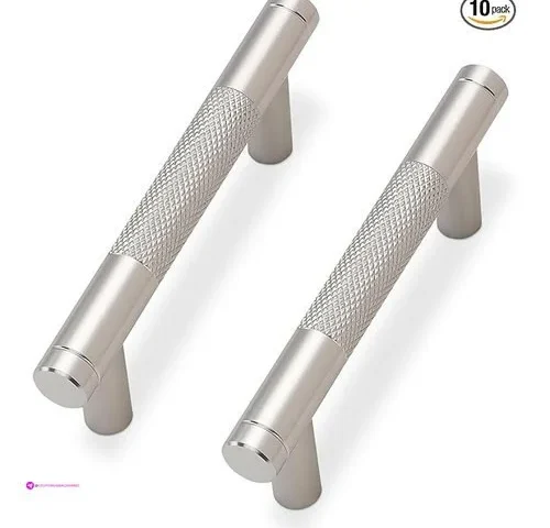 Komotia 10 Pack Brushed Satin Nickel Cabinet Pulls Knurled 3