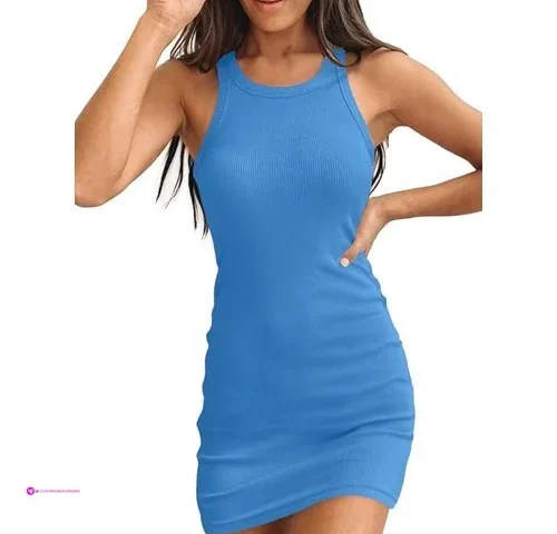 Samefar Womens Summer Sexy Bodycon Dress Scoop Neck Slim Ribbed