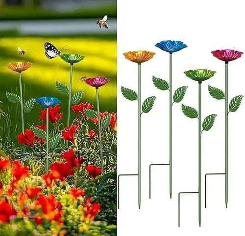 Yonisun 4 Pack Bee Watering Station Colorful Metal Insect Bath