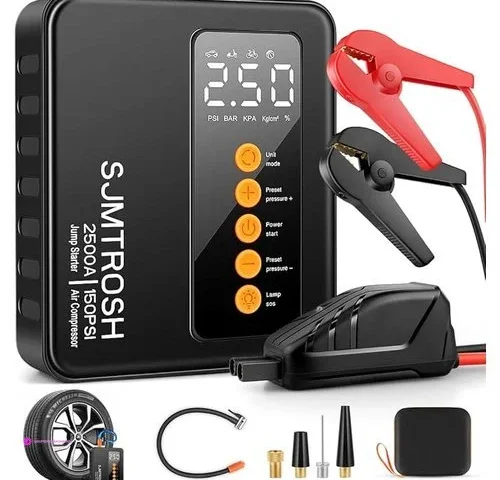 Sjmtrosh Jump Starter With Air Compressor 2500a Battery Booster Up