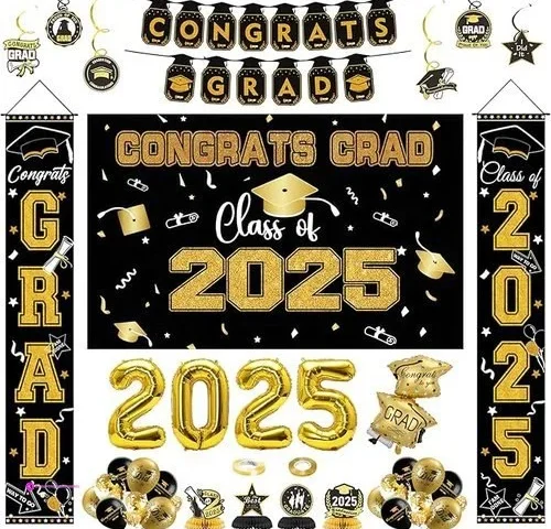 Dokkome Graduation Decorations Class Of 2025 – Black And Gold