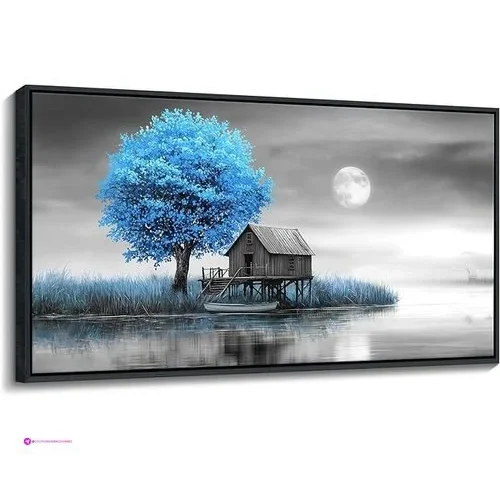 Jeawa Framed Canvas Wall Art Decor – Blue Gray Wall