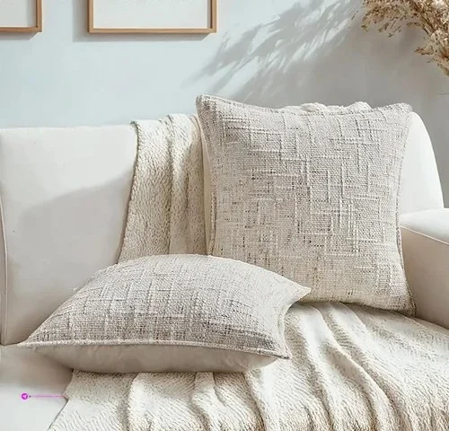 Haussy Cream White Throw Pillow Covers 18×18 Set Of 2