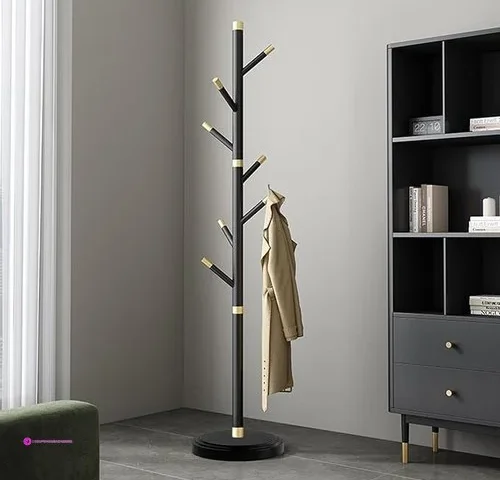 Metal Coat Rack With Weighted Base Thick Pole Heavy Duty