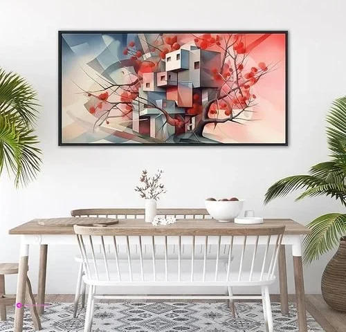 Qzqcblc Abstract Canvas Wall Art Pink Geometry Ultra Modern Gallery