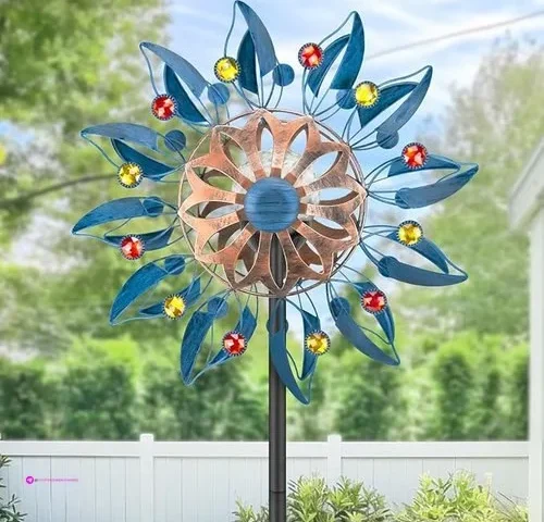 Solar Wind Spinner Waterproof Outdoor Metal Wind Sculpture For Patio